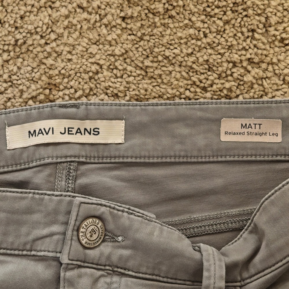 Mavi Jeans Matt Relaxed Straight Leg Grey Pants Mens 36x32 Cotton Stretch 337 - Picture 2 of 7